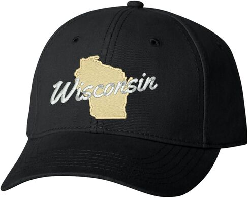 قبعة Go All Out Wisconsin فضية معدنية وصورة ظلية ذهبية للأب ديلوكس سائق شاحنة مسطحة البيسبول قبعة مطرزة in Saudi Arabia