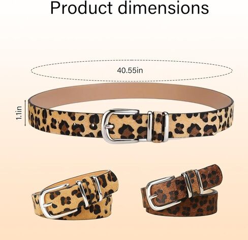 قطعتان من حزام طباعة الفهد، حزام الفهد للنساء والرجال، إكسسوار أنيق بطباعة حيوانات، حزام خصر قابل للتعديل، يناسب معظم المقاسات in Kuwait