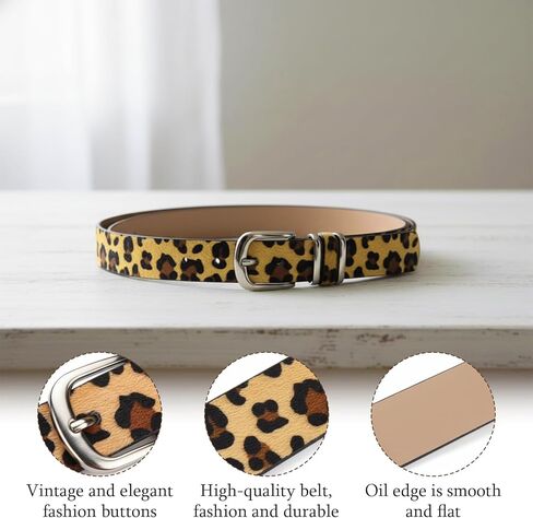 قطعتان من حزام طباعة الفهد، حزام الفهد للنساء والرجال، إكسسوار أنيق بطباعة حيوانات، حزام خصر قابل للتعديل، يناسب معظم المقاسات in Kuwait