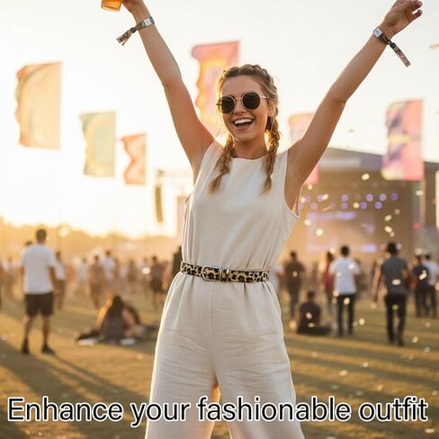 قطعتان من حزام طباعة الفهد، حزام الفهد للنساء والرجال، إكسسوار أنيق بطباعة حيوانات، حزام خصر قابل للتعديل، يناسب معظم المقاسات in Kuwait