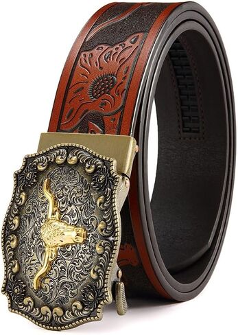 Ratchet Cowboy Belt, Western Ratchet Belts for Men Ratchet Western Belt with Automatic Cowboy Buckle in Saudi Arabia