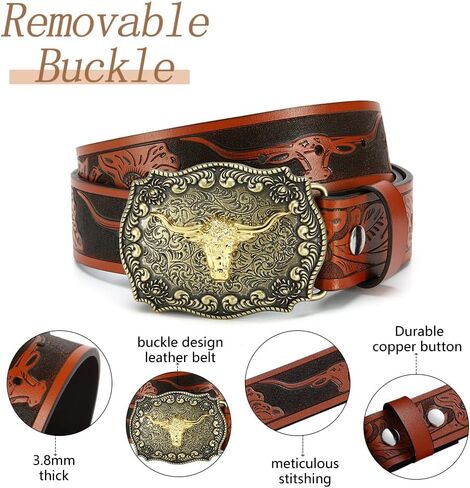 Ratchet Cowboy Belt, Western Ratchet Belts for Men Ratchet Western Belt with Automatic Cowboy Buckle in Saudi Arabia