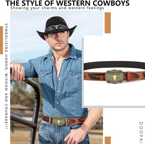 Ratchet Cowboy Belt, Western Ratchet Belts for Men Ratchet Western Belt with Automatic Cowboy Buckle in Saudi Arabia