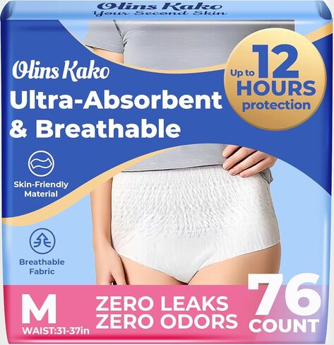 Adult Diapers for Women, Leak-Proof Comfortable Fit, Medium Size, 76 Count, Daytime M in Saudi Arabia
