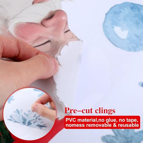 Gueevin 2 Sheets 3.3ft Extra Large Kissing Santa & Mrs. Claus Under The Mistle Window Clings with Snowflakes Watercolor Rustic Xmas Couple Stickers Decals for Home Office Winter Holiday Party Decor in Saudi Arabia