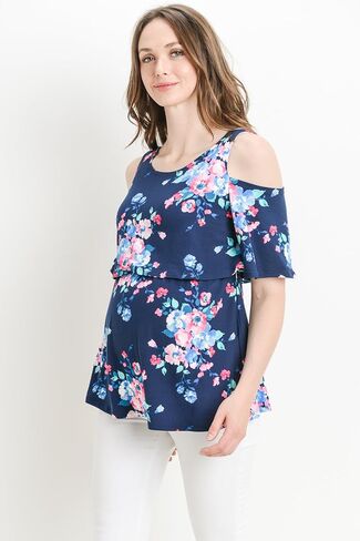 LaClef Women's Cold Shoulder Lift up Maternity Nursing Top in Kuwait