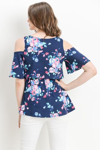 LaClef Women's Cold Shoulder Lift up Maternity Nursing Top in Kuwait