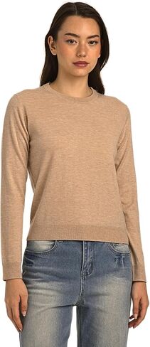 Women’s Crew Neck Sweater – Lightweight Cashmere Blend Pullover with Hip Band Fit in Saudi Arabia