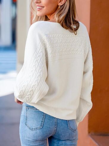 CUPSHE Women Trendy Knit Sweater 2025 Off Shoulder Long Dolman Sleeve Casual Top Soft Boatneck Pullover Fall Sweaters in Saudi Arabia