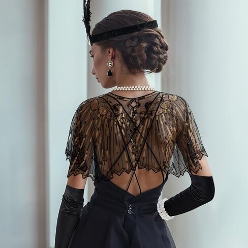 10 Pieces 1920s Flapper Gatsby Accessories Set Fashion Roaring 20's Theme Set with Headband Headpiece for Women Black in Saudi Arabia