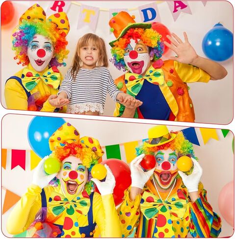 5Pcs Clown Costume Set, Red Clown Wig Accessories Nose Bow Tie White Gloves for Women men, Carnivals Accessories for Parties Circus Carnivals Pretend Play in Saudi Arabia