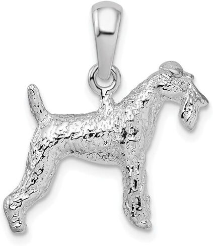 925 Sterling Silver Textured 3D Wire Fox Terrier Pendant in Saudi Arabia