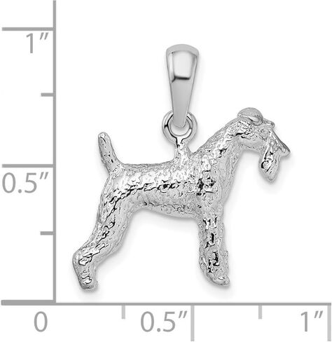 925 Sterling Silver Textured 3D Wire Fox Terrier Pendant in Saudi Arabia