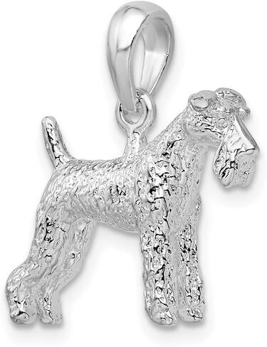 925 Sterling Silver Textured 3D Wire Fox Terrier Pendant in Saudi Arabia