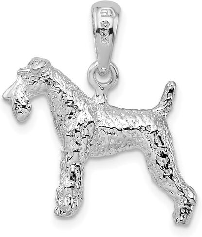 925 Sterling Silver Textured 3D Wire Fox Terrier Pendant in Saudi Arabia