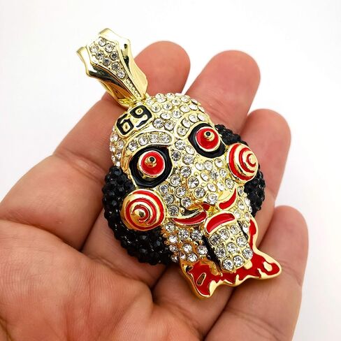 Hip Hop Iced Tekashi69 Lab Diamond Gold Plated Large Jigsaw Charm Pendant in Saudi Arabia
