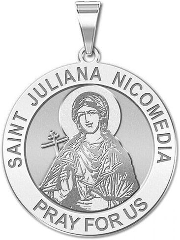 PicturesOnGold.com ميدالية دينية مستديرة من سانت جوليانا نيقوميديا ​​- حجم 3/4 بوصة من قلادة من الفضة الإسترلينية النيكل - مجوهرات حماية هدايا مسيحية للرجال والنساء in Saudi Arabia