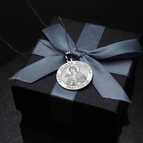 PicturesOnGold.com ميدالية دينية مستديرة من سانت جوليانا نيقوميديا ​​- حجم 3/4 بوصة من قلادة من الفضة الإسترلينية النيكل - مجوهرات حماية هدايا مسيحية للرجال والنساء in Saudi Arabia
