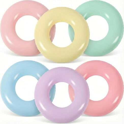 ShinyRelief 6 Pcs Inflatable Pool Floats 30''Macaron Swim Inner Tube for People Clear Pool Rings Toys Floats for Summer Beach Swimming Pool Luau Party Favor Decor in Kuwait