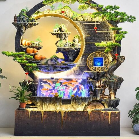 Outdoor Fountains Large Floor Standing Fountain with Rockery, Entrance Water Feature Wall Screen, Living Room Floor Decorative Ornaments, Suitable for Living Room, Entrance, Balcony, Courtyard and Hot in Saudi Arabia