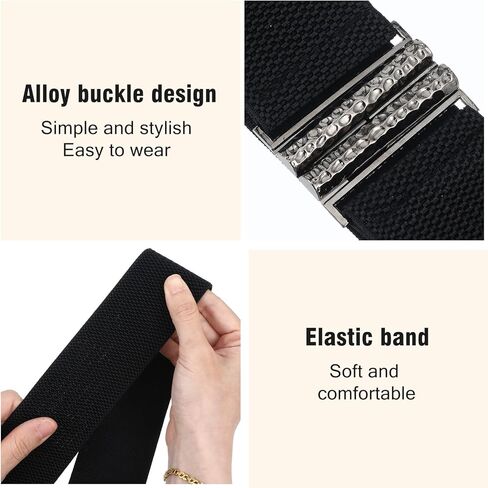 Black Stretchy Belt Women's Wide Elastic Belts For Women Black Vintage Stretch Cinch Waist Belt Stretchy Women's Wide Elastic Belts For Dresses in Saudi Arabia