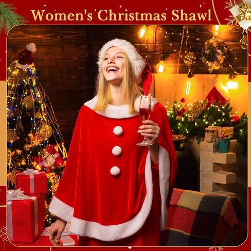 Berlune Christmas Women Santa Claus Costumes Velvet Dress Cloak Cape Hat Adults Women Costumes Outfit in Saudi Arabia