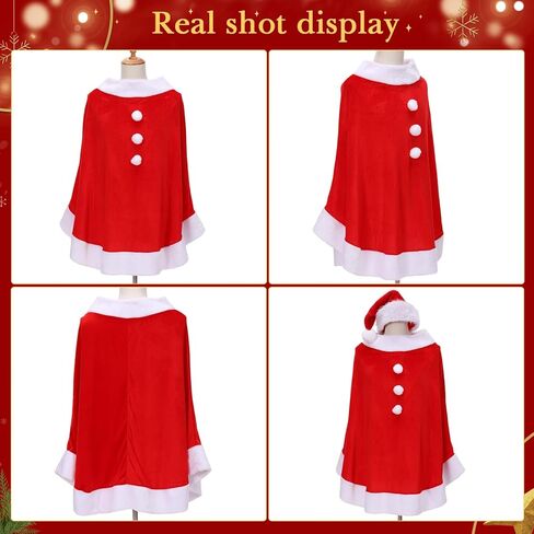 Berlune Christmas Women Santa Claus Costumes Velvet Dress Cloak Cape Hat Adults Women Costumes Outfit in Saudi Arabia