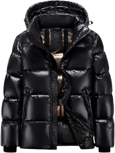 Men's Winter Puffer Jacket Goose Down Thick Shiny Coats Mens Windproof Warm Thermal Water Resistant Coat in Saudi Arabia