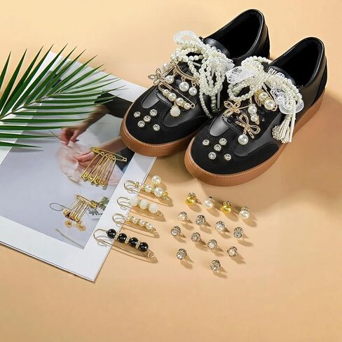 OJKIUH Sneaker Charms, Shoelace Charms For Sneakers, Pearl Rhinestone Brooches And Pins For Women, Shoe Jewelry Charms For Socks Laces Sneakers, Safety Pins Buttons For Sock Clothes Decor Accessories in Saudi Arabia