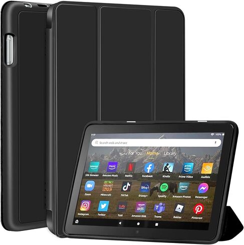 Slim Case for Kindle All-New Amazon Fire HD 8 & 8 Plus Tablet(8",12th/10th Generation, 2024/2022/2020), Trifold Stand Cover Dual Angle Lightweight,Soft TPU Back Shell with Auto Wake/Sleep,Pink in Kuwait