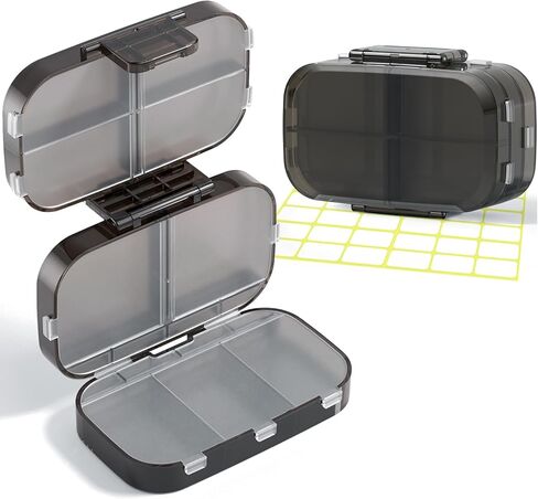 Foldable Travel Pill Organizer with 3 Layers, Large Capacity Folding Pill Box Case, Portable Medication Organizer Pill Container with 9 Compartments for Vitamin, Cod Liver Oil,Supplements (Black) in Kuwait