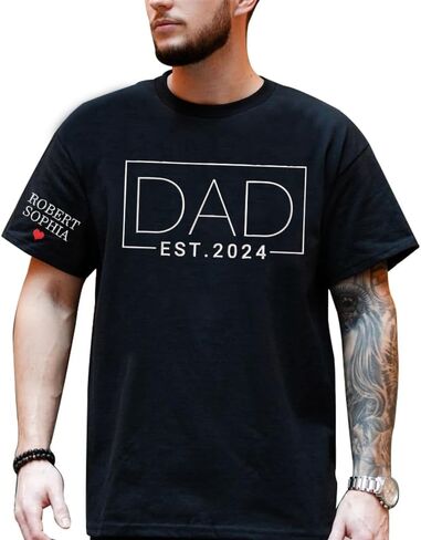 Personalized Dad Embroidered Shirt with Kids Names, Custom Dad Gift, Daddy Gift from Daughter Son, Fathers Day Shirt in Saudi Arabia