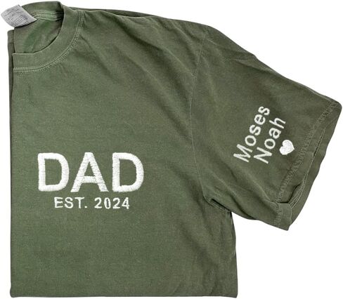 Personalized Dad Embroidered Shirt with Kids Names, Custom Dad Gift, Daddy Gift from Daughter Son, Fathers Day Shirt in Saudi Arabia