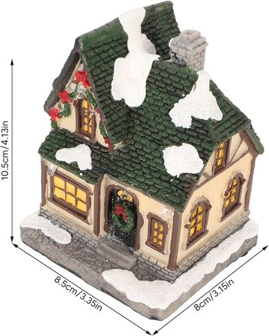Christmas Village House, Snowy Small House with Vivid 3D Texture LED Lighted Christmas Decoration, with Warm Lights, for Home Decor Garden Landscape (B) in Saudi Arabia