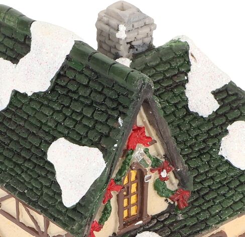 Christmas Village House, Snowy Small House with Vivid 3D Texture LED Lighted Christmas Decoration, with Warm Lights, for Home Decor Garden Landscape (B) in Saudi Arabia