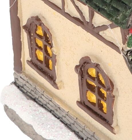 Christmas Village House, Snowy Small House with Vivid 3D Texture LED Lighted Christmas Decoration, with Warm Lights, for Home Decor Garden Landscape (B) in Saudi Arabia