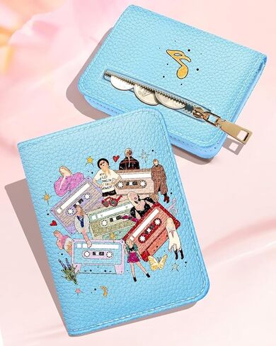 Bistup محفظة حامل بطاقة الائتمان للنساء جلد السيدات لطيف في سن المراهقة الفتيات الإناث حامل البطاقة محافظ الأكورديون محفظة صغيرة متوسطة تصميم طباعة Merch فريدة من نوعها الحديثة Rfid سحاب حولها، Blus in Kuwait