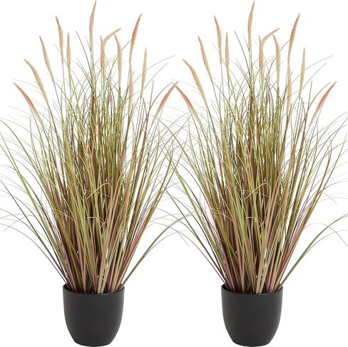 KOL 4ft 2-Pack Artificial Cattail Reed Grass, 47.2’’ Artificial Indoor Outdoor Fake Onion Grass Floor Plant, Home Office Wedding Decorative Potted Plants, Housewarming Gift, Pink in Kuwait