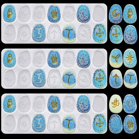 Witch Rune Resin Mold Symbol Rune Letter Silicone Mold DIY Symbol Word Resin Molds Crystal Epoxy Resin Charm Mold for Personalized Pendant Crafts Making Supplies (1 Pieces) in Kuwait