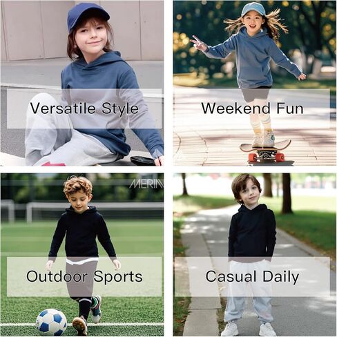 MERINNOVATION Merino Wool Cotton kids hoodies for boys girls Classic Merino Thermal Hooded Sweatshirt for children in Saudi Arabia