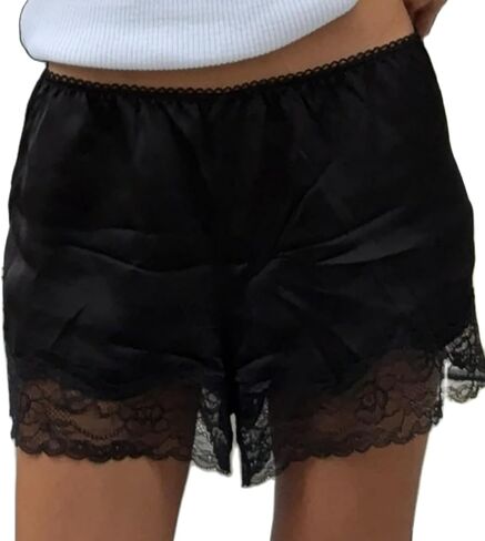 Women Satin Silk Lace Shorts Comfy Elastic Waist Coquette Micro Mini Shorts Y2k Low Rise Lounge Slip Pj Bottoms in Kuwait