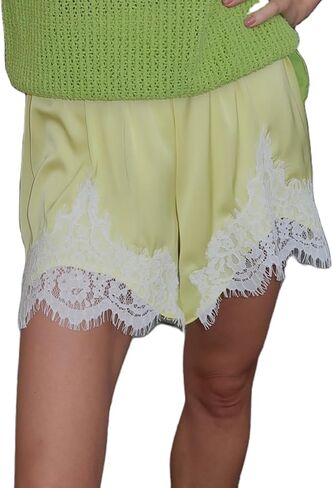 Women Satin Silk Lace Shorts Comfy Elastic Waist Coquette Micro Mini Shorts Y2k Low Rise Lounge Slip Pj Bottoms in Saudi Arabia