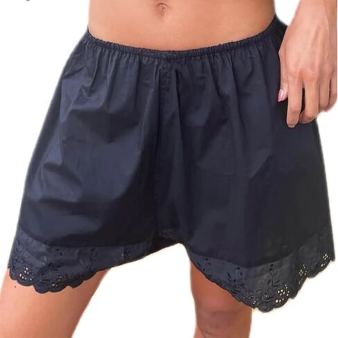 Women's Casual Elastic Waist Lounge Shorts Comfy Stretch Lace Trim Patchwork Pajama Bottoms Summer Loose Shorts in Saudi Arabia
