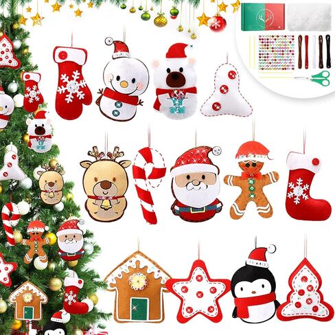 13 Pcs Easter Ornaments for Tree Felt Bunny Eggs Hanging Decorations Craft Fabric Sewing Kit Party Favors for Easter Activities DIY Making Gifts in Kuwait