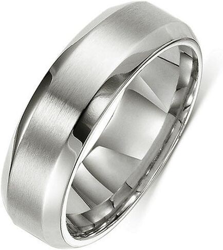Gemini His Her Comt-Fit Beveled Edge Plain Wedding & Ttianium Rings width 5mm 7mm Valentine Day Gift in Saudi Arabia