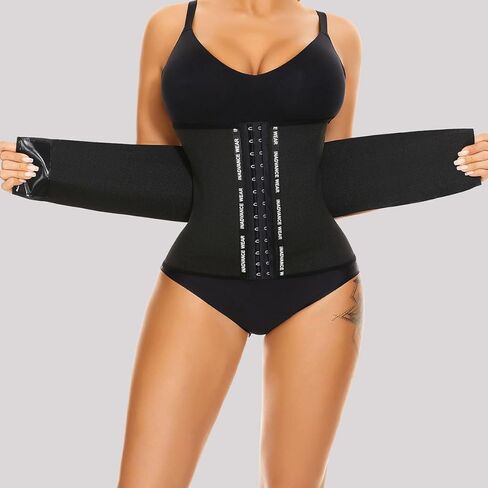 Waist Trainer for Women Shapewear Faja 4-Steel Bone Belt with Strap Black for Fitness Running in Saudi Arabia