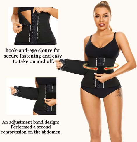 Waist Trainer for Women Shapewear Faja 4-Steel Bone Belt with Strap Black for Fitness Running in Saudi Arabia