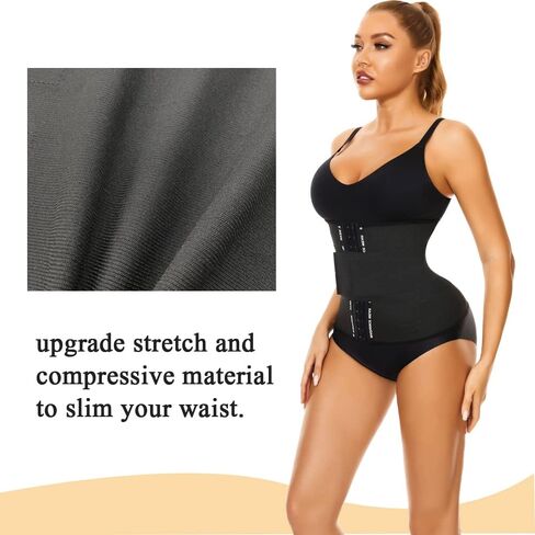 Waist Trainer for Women Shapewear Faja 4-Steel Bone Belt with Strap Black for Fitness Running in Saudi Arabia