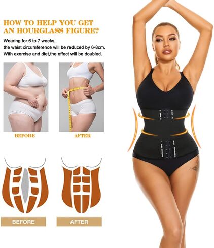 Waist Trainer for Women Shapewear Faja 4-Steel Bone Belt with Strap Black for Fitness Running in Saudi Arabia