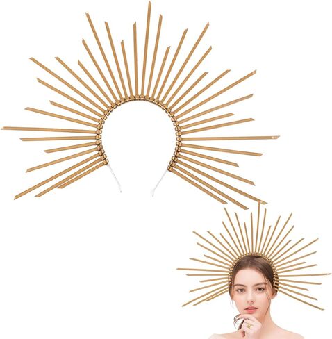 Golden Halo Sun Headband Flower Goddess Crown for Women's Cosplay Halloween Mardi Gras Party Wedding Decoration Costume Accessories in Saudi Arabia